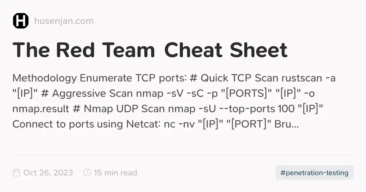 The Red Team Cheat Sheet