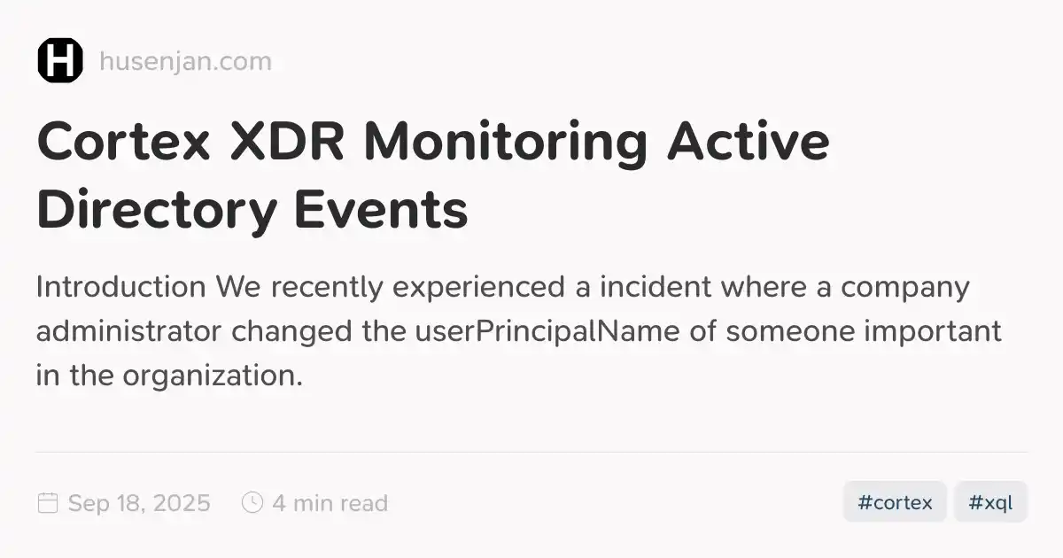 Cortex XDR Monitoring Active Directory Events